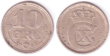 1921 Denmark 10 Ore A002820